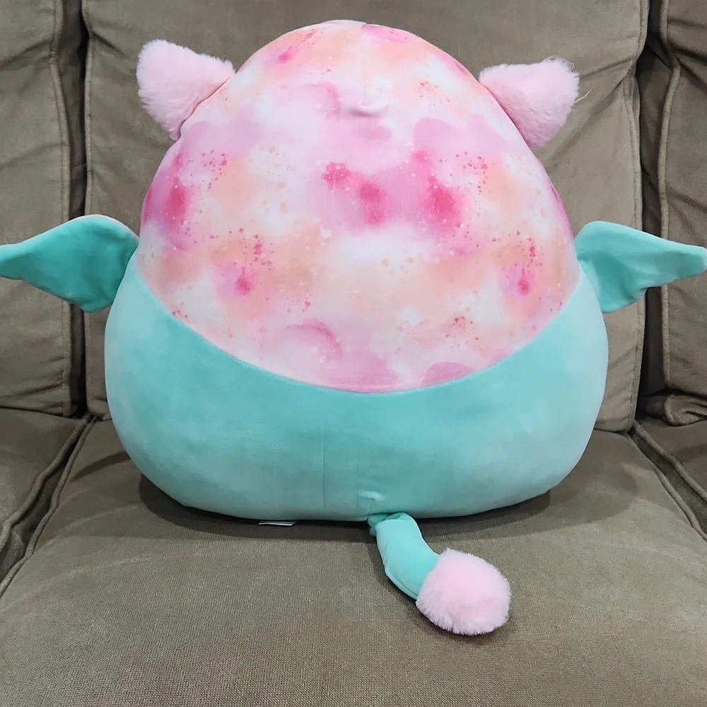 Kelly Toys Gala the Griffin Squishmallows- 15”. Teal, Pink and Orange - Picture 2 of 3